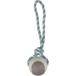 Flamingo Jouet Chien Jim En Coton Corde De Tirage Tennis Menthe/blanc/gris L Dia. 9,5cm/50cm